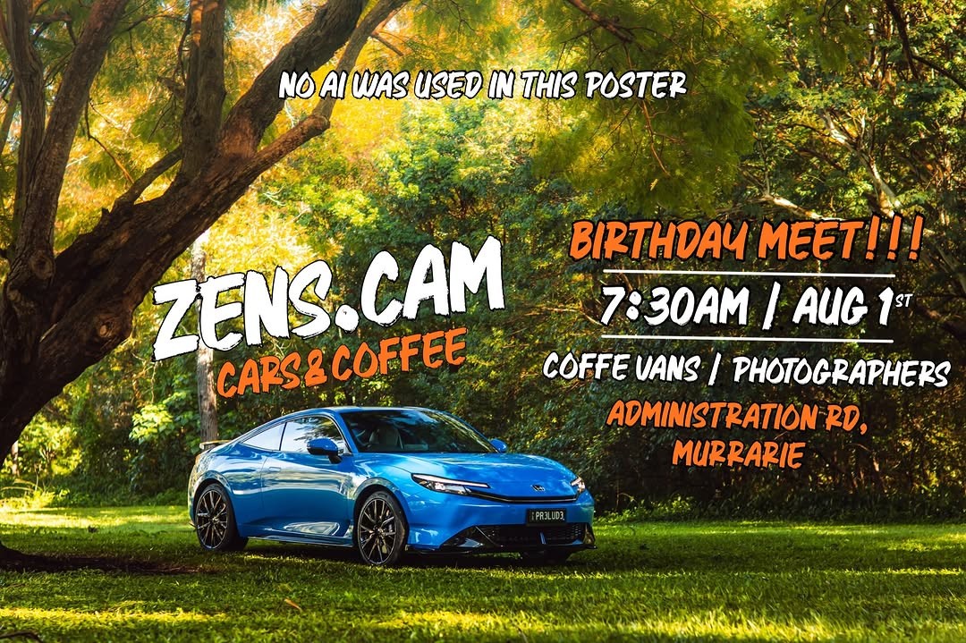 Zens.cam Cars & Coffee Birthday Meet — JDM car meet in Brisbane, QLD on Saturday 1 August 2026