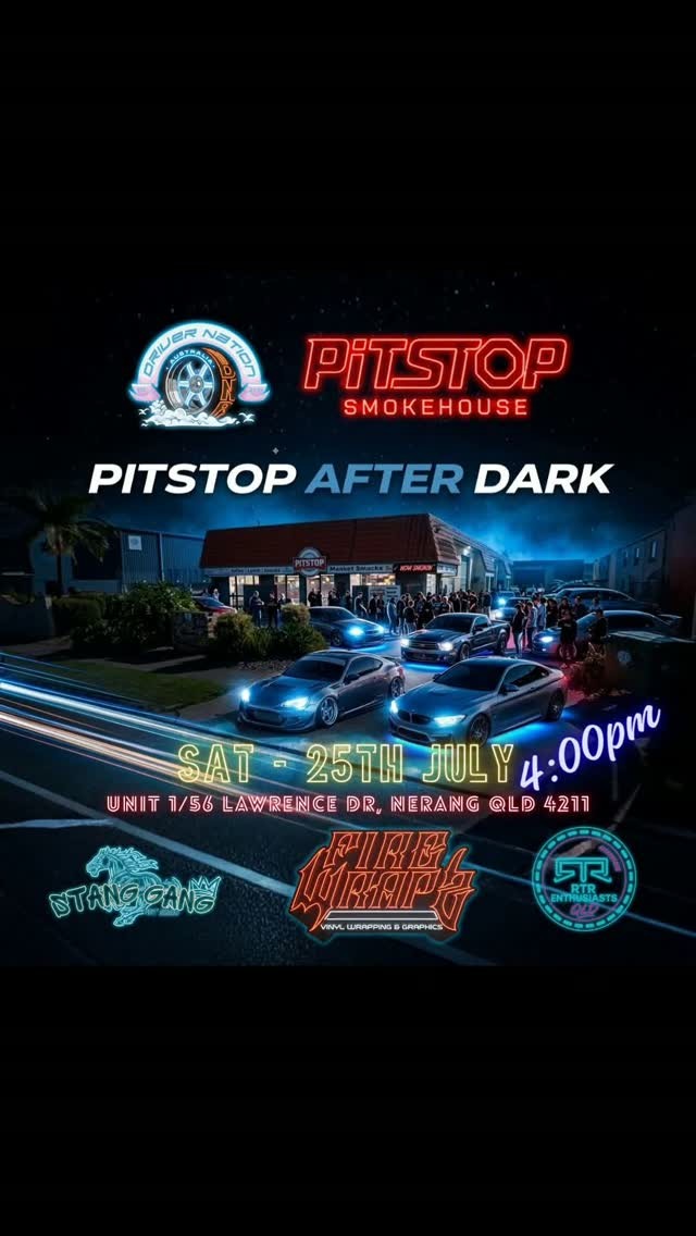 Pitstop After Dark — Muscle/JDM car meet in Gold Coast, QLD on Saturday 25 July 2026