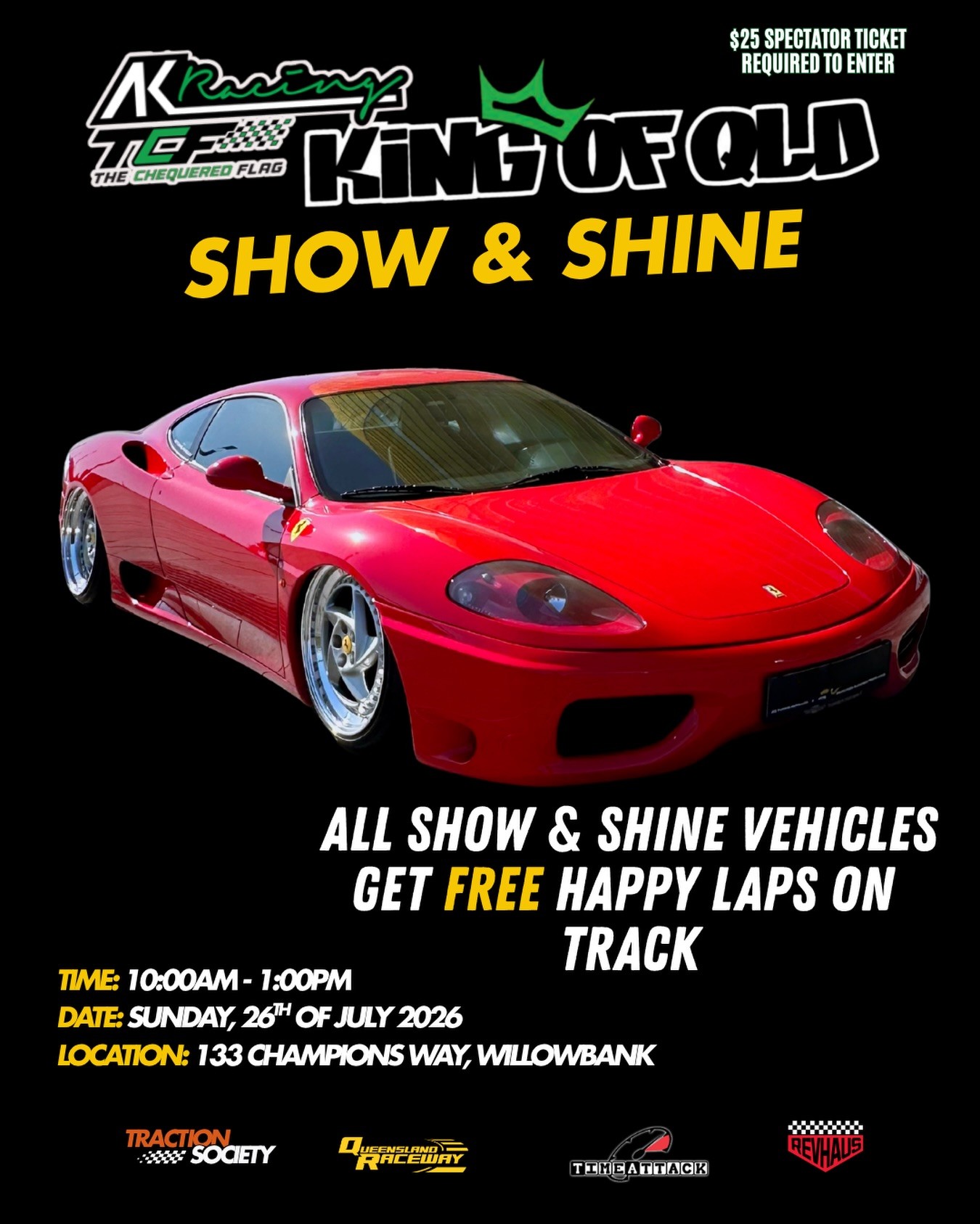 King of QLD Show & Shine — Euro/Exotic car meet in Brisbane, QLD on Sunday 26 July 2026