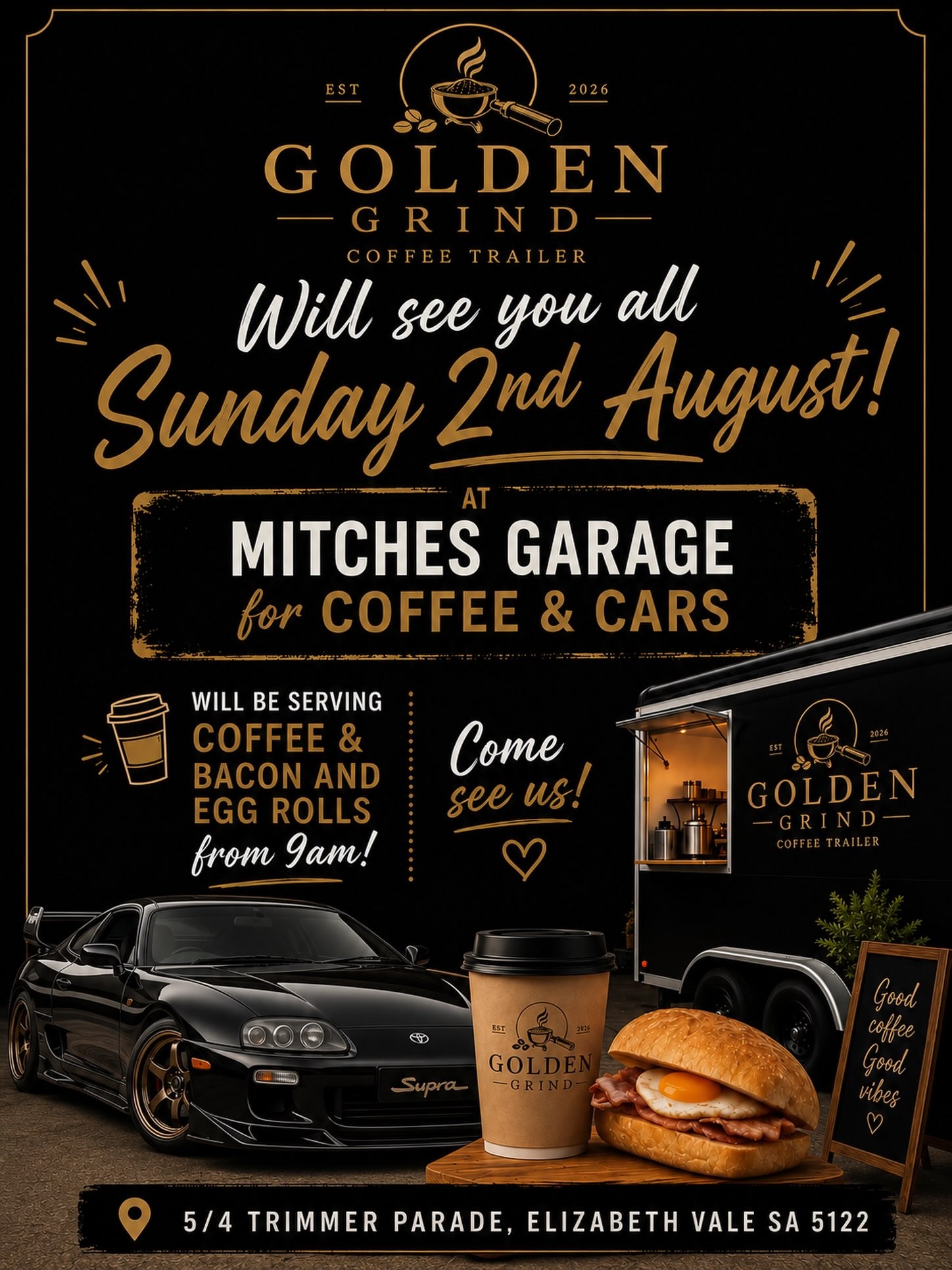 Coffee & Cars at Mitches Garage — JDM car meet in Adelaide, SA on Sunday 2 August 2026