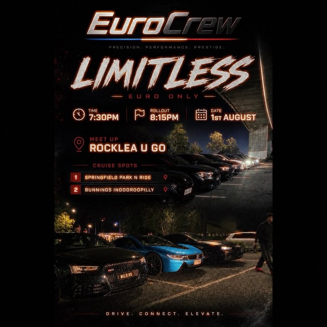 LIMITLESS — Euro car meet in Brisbane, QLD on Saturday 1 August 2026