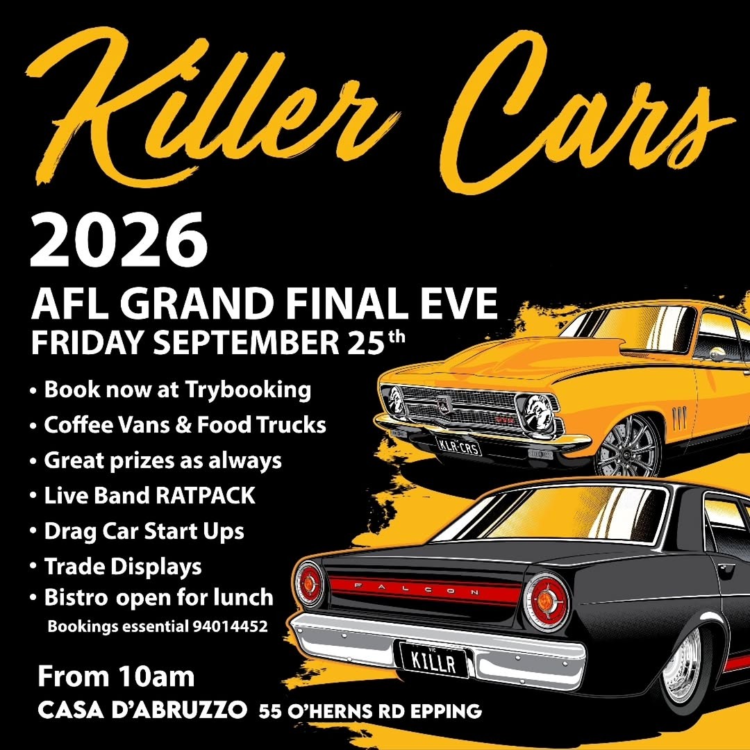Killer Cars AFL Grand Final Eve — Muscle car meet in Melbourne, VIC on Friday 25 September 2026