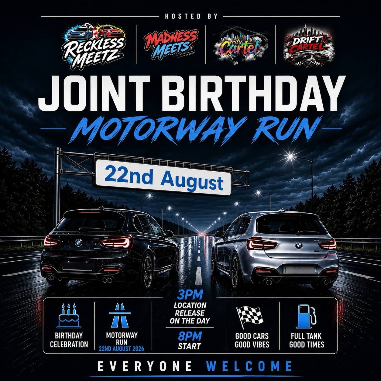 Joint Birthday Motorway Run — Euro/JDM car meet in Sydney, NSW on Saturday 22 August 2026