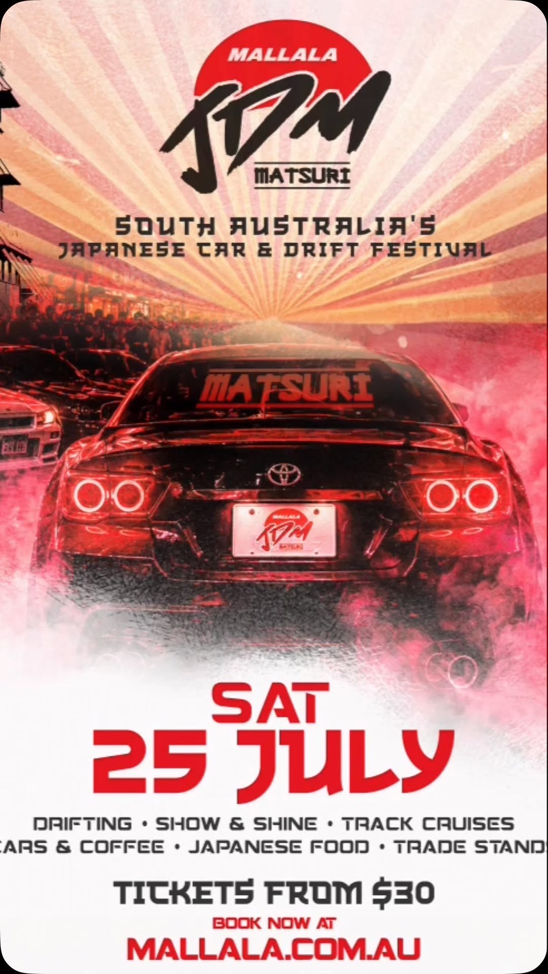 Mallala JDM Matsuri — JDM spectator event in Adelaide, SA on Saturday 25 July 2026