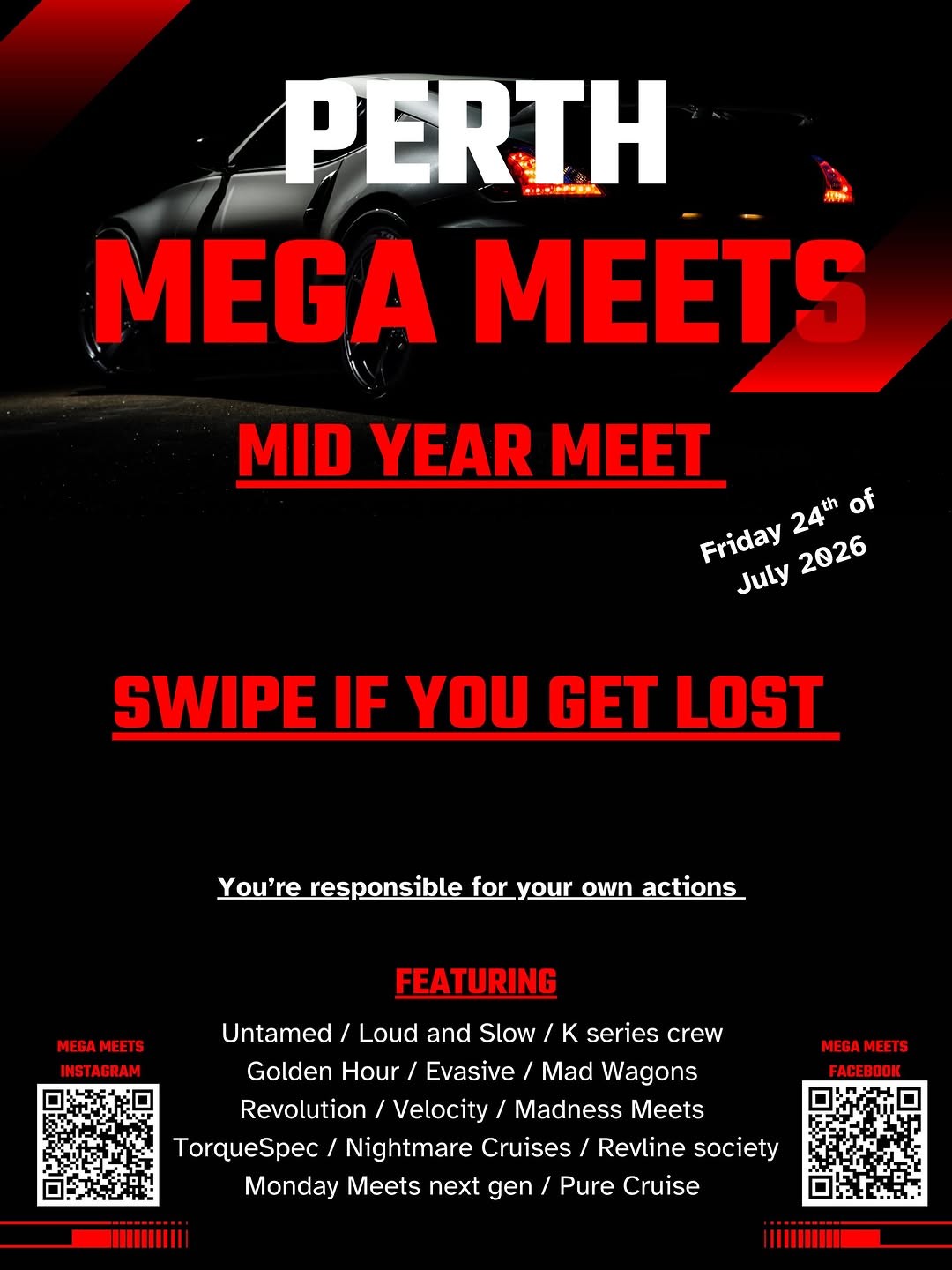 Perth Mega Meets Mid Year Meet — JDM car meet in Perth, WA on Friday 24 July 2026
