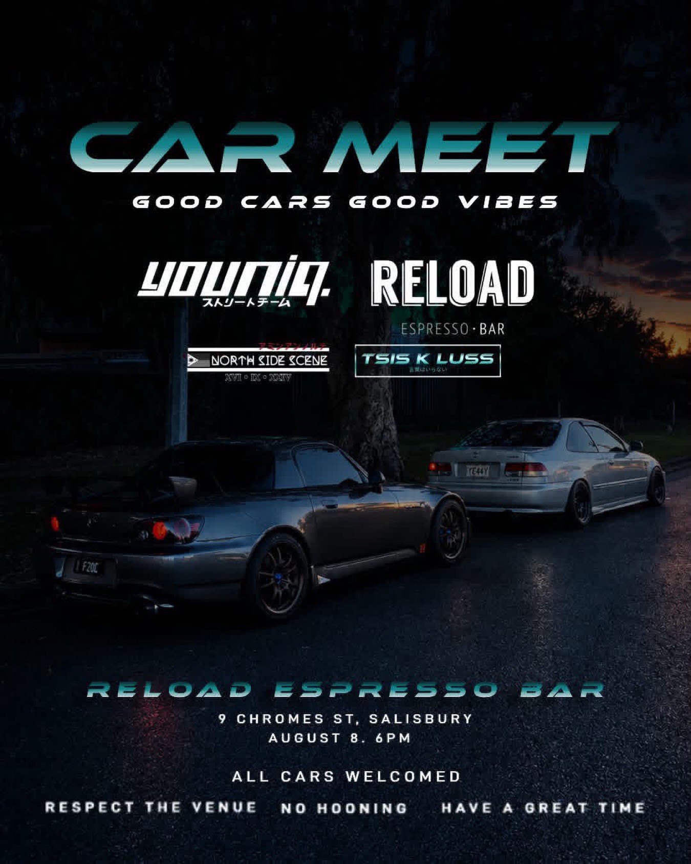 Reload Espresso Bar Car Meet — JDM car meet in Brisbane, QLD on Saturday 8 August 2026