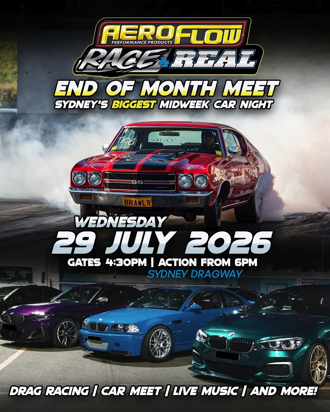 Aeroflow Race 4 Real - End Of Month Meet — Muscle/Euro track day in Sydney, NSW on Wednesday 29 July 2026