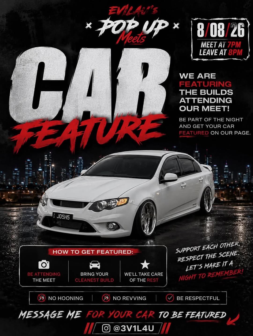 Evilau's Pop Up Meets — Muscle/Stance car meet in Melbourne, VIC on Saturday 8 August 2026
