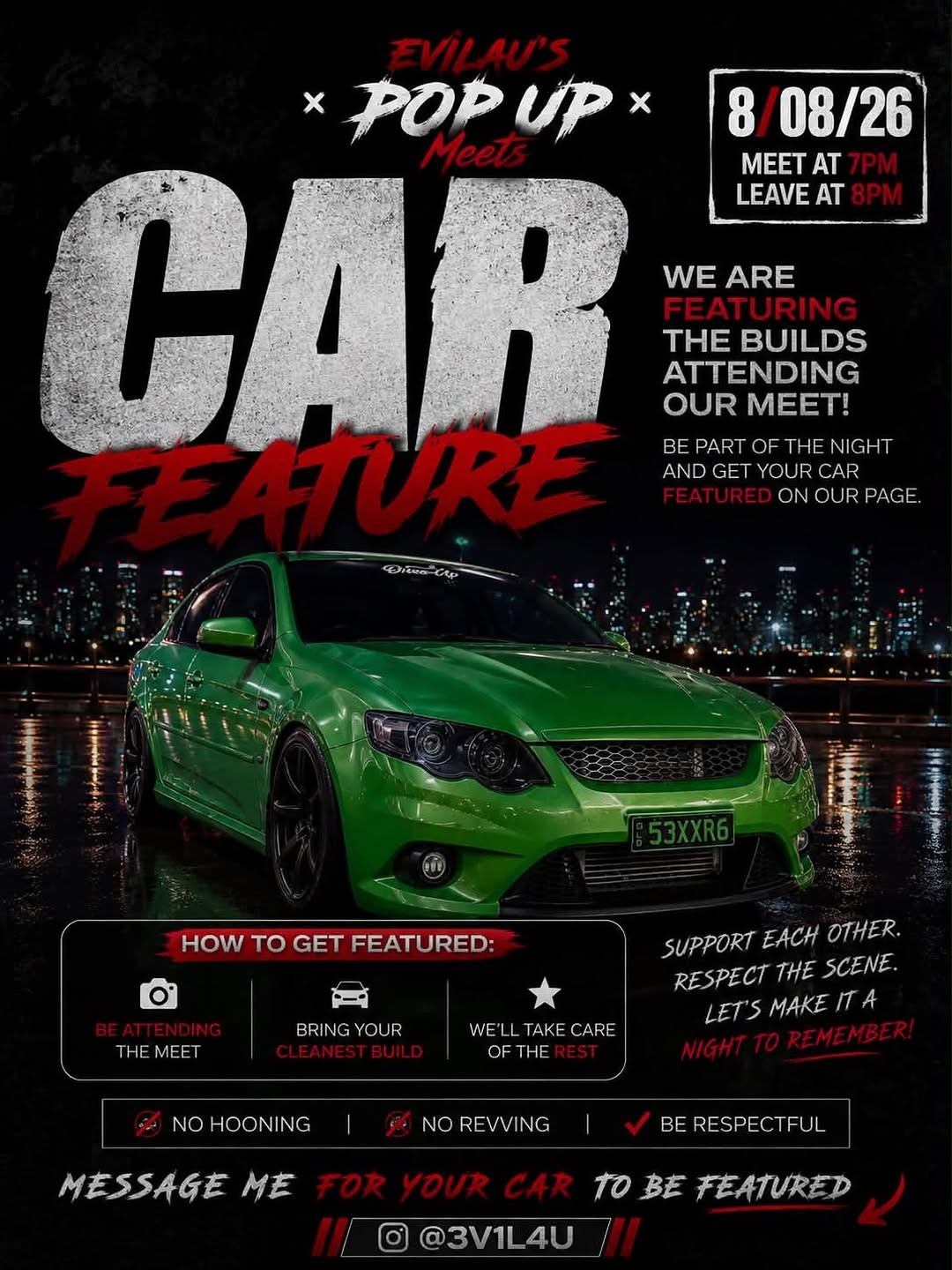 Evilau's Pop Up Meets — Muscle car meet in Brisbane, QLD on Saturday 8 August 2026