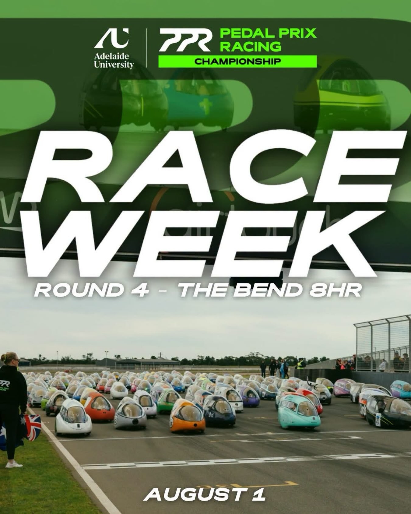 Adelaide University Pedal Prix Racing Championship - Round 4 — spectator event in Adelaide, SA on Saturday 1 August 2026