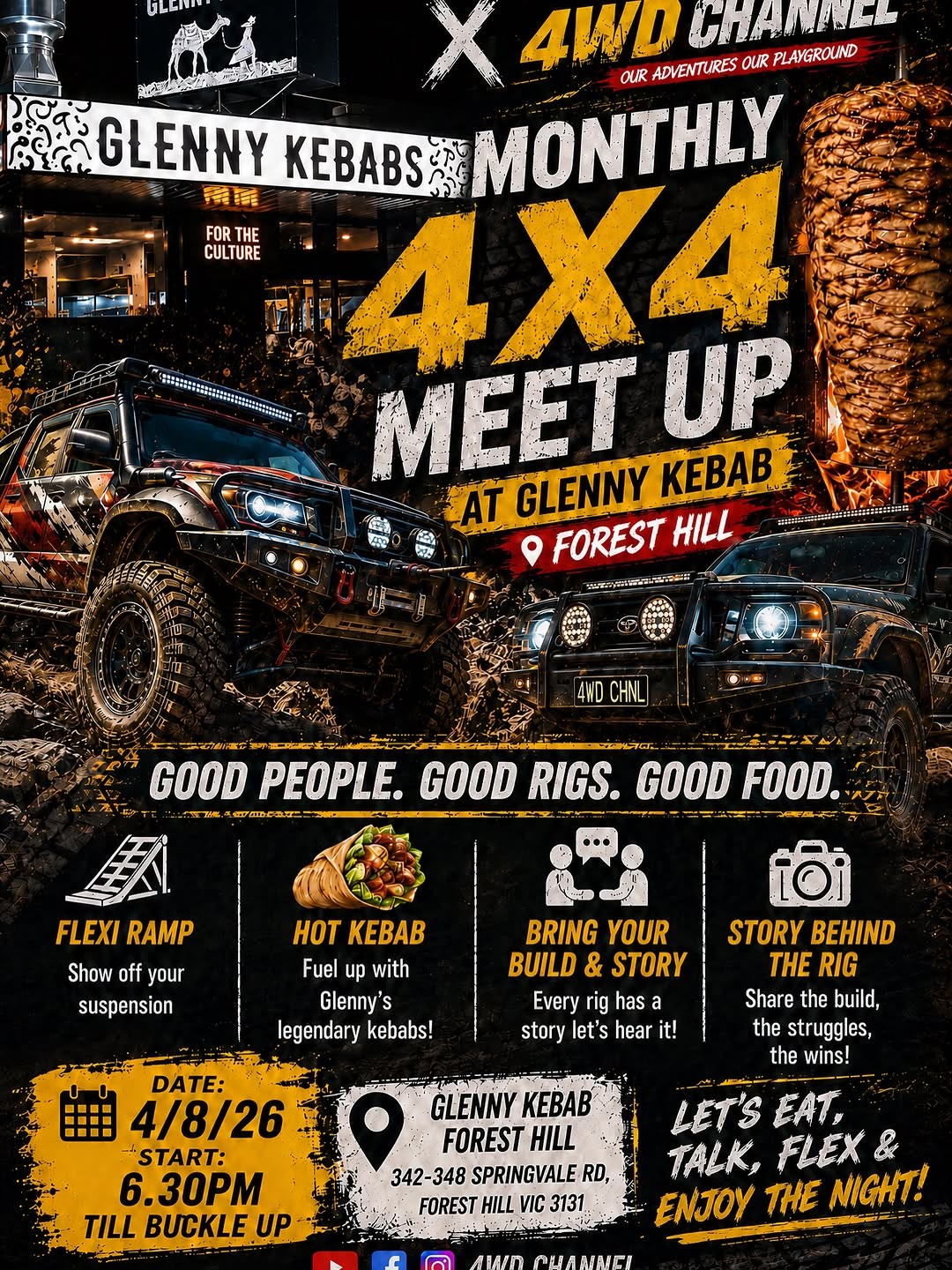 Monthly 4x4 Meet Up — 4x4 car meet in Melbourne, VIC on Tuesday 4 August 2026