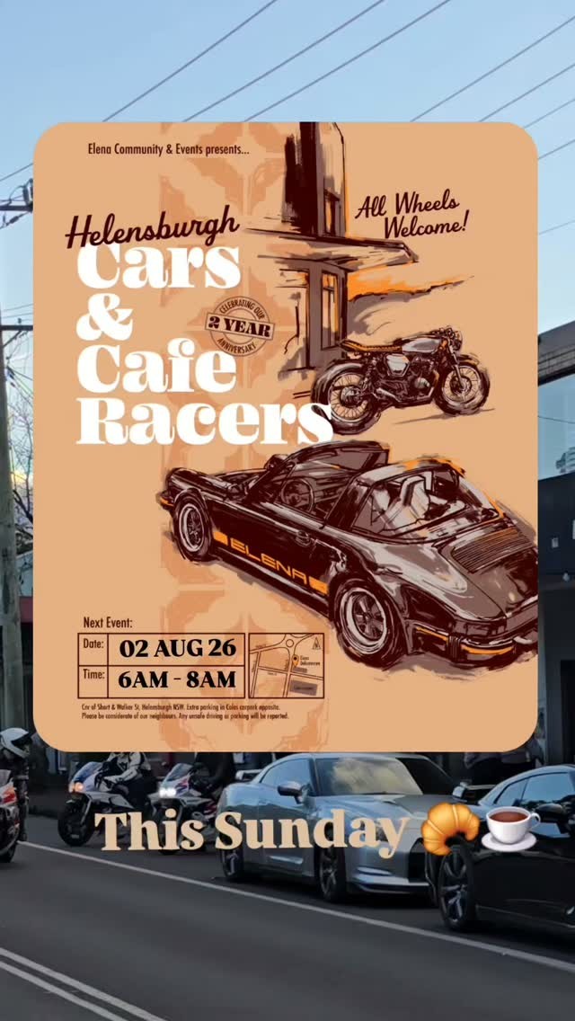 Helensburgh Cars & Cafe Racers — Classic car meet in Wollongong, NSW on Sunday 2 August 2026