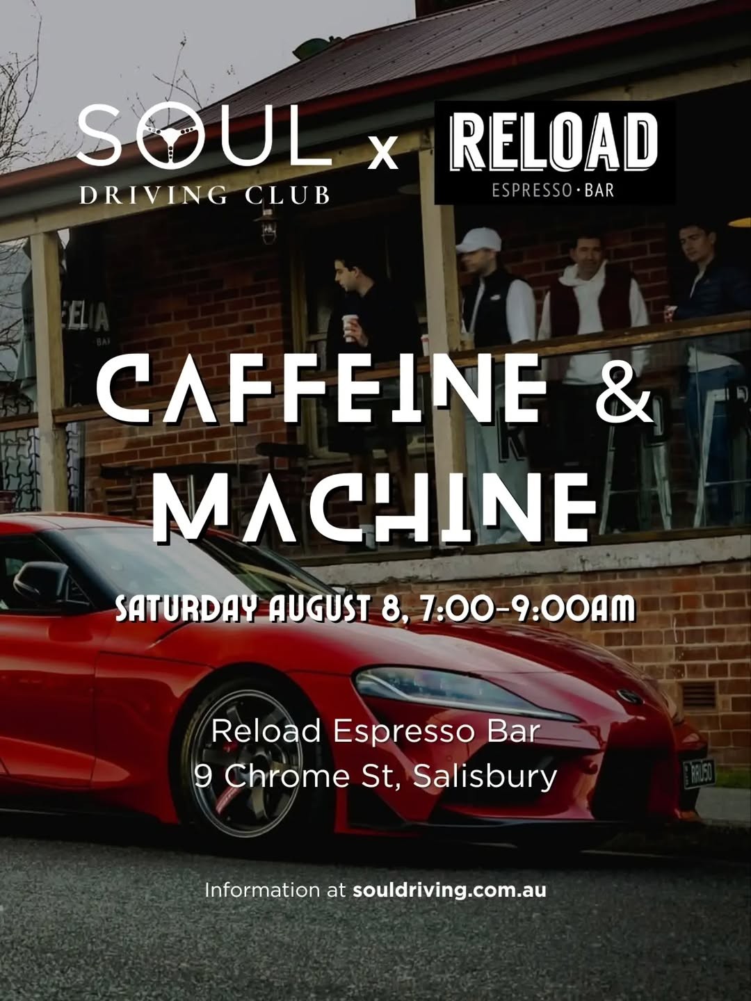 Caffeine & Machine — Euro/JDM car meet in Brisbane, QLD on Saturday 8 August 2026