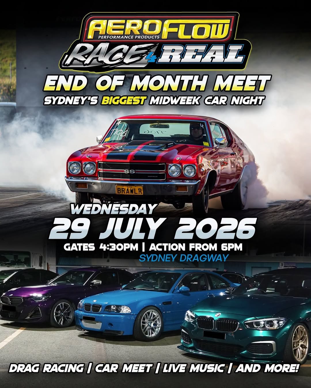 Aeroflow Race 4 Real - End of Month Meet — Muscle/Euro track day in Sydney, NSW on Wednesday 29 July 2026