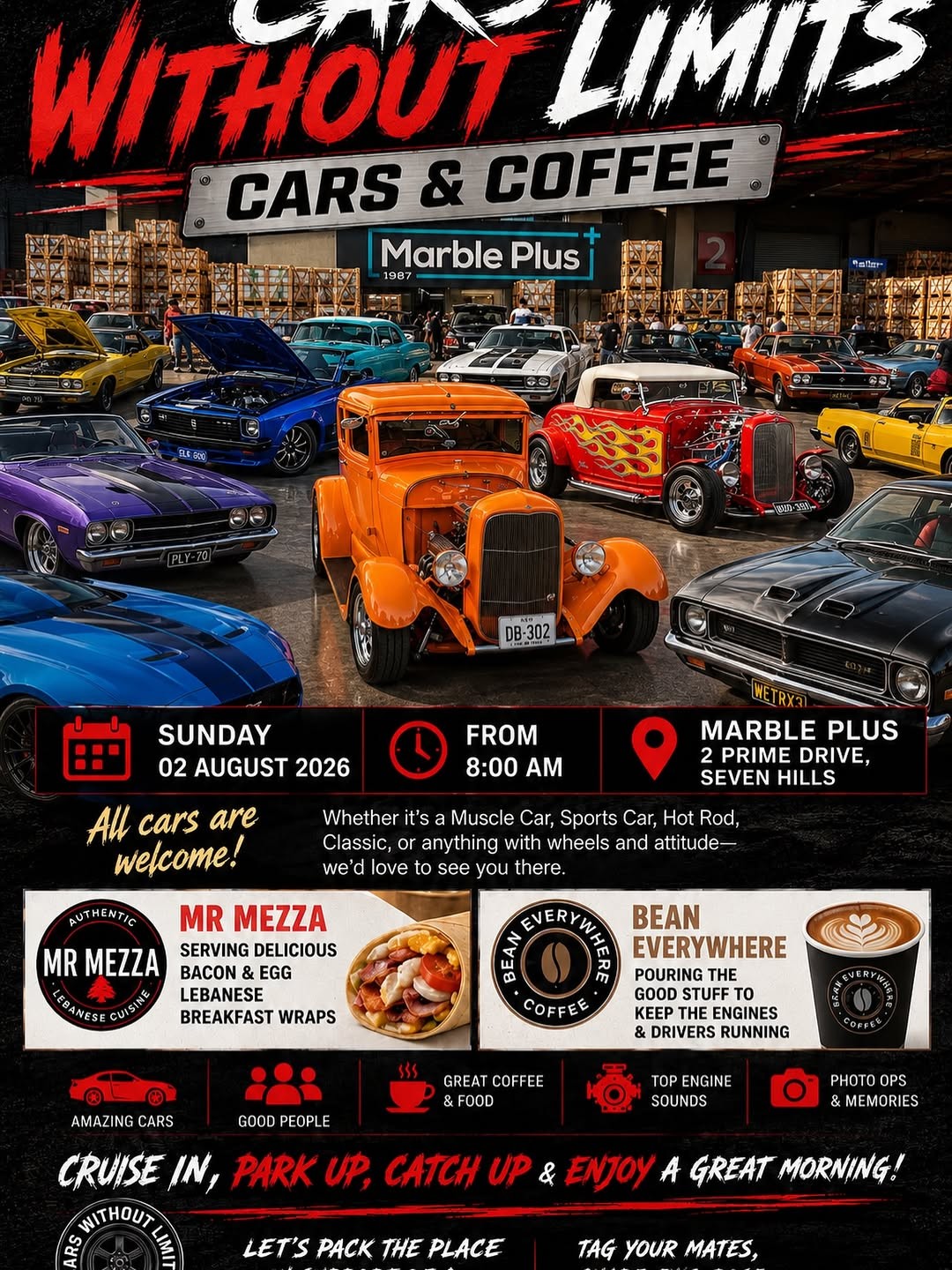 Cars Without Limits Cars & Coffee — Muscle/Classic car meet in Sydney, NSW on Sunday 2 August 2026