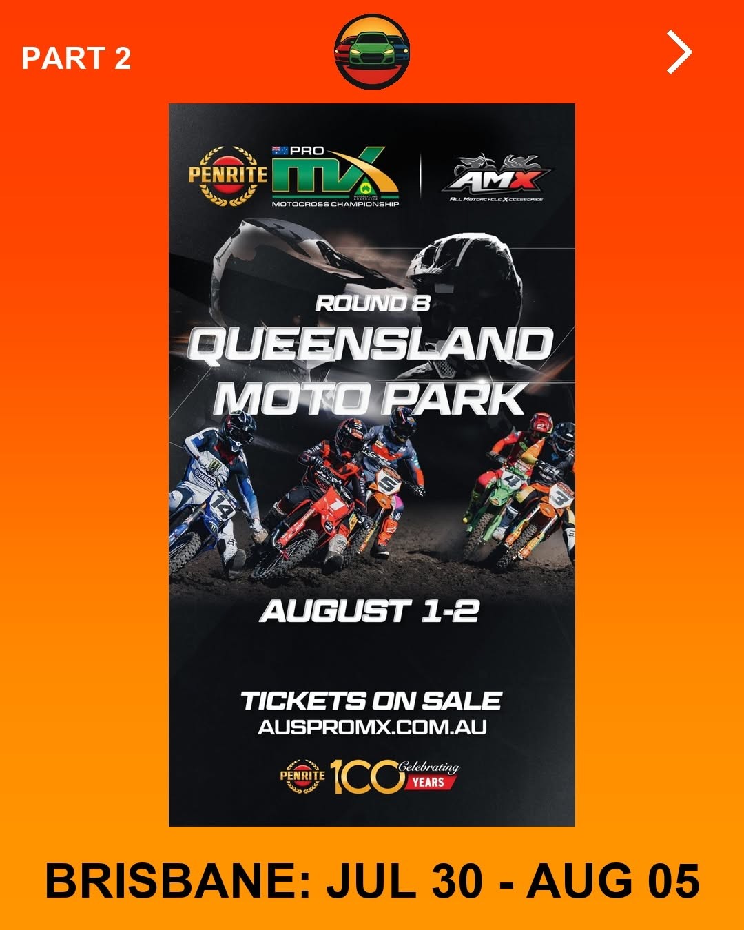 Pro MX Motocross Championship Round 8 — spectator event in Brisbane, QLD on Saturday 1 August 2026