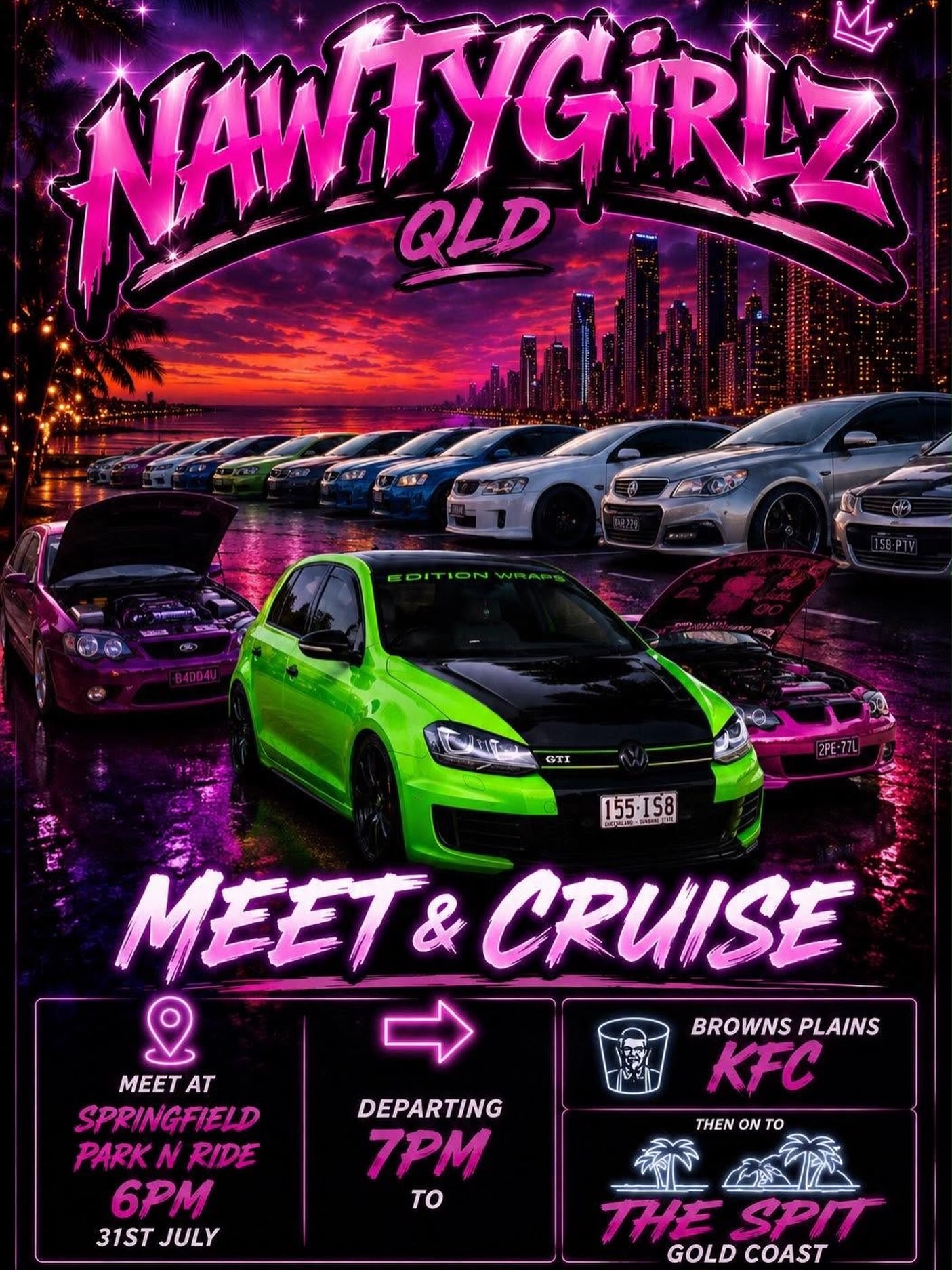 Nawtygirlz QLD Meet & Cruise — car meet in Brisbane, QLD on Friday 31 July 2026