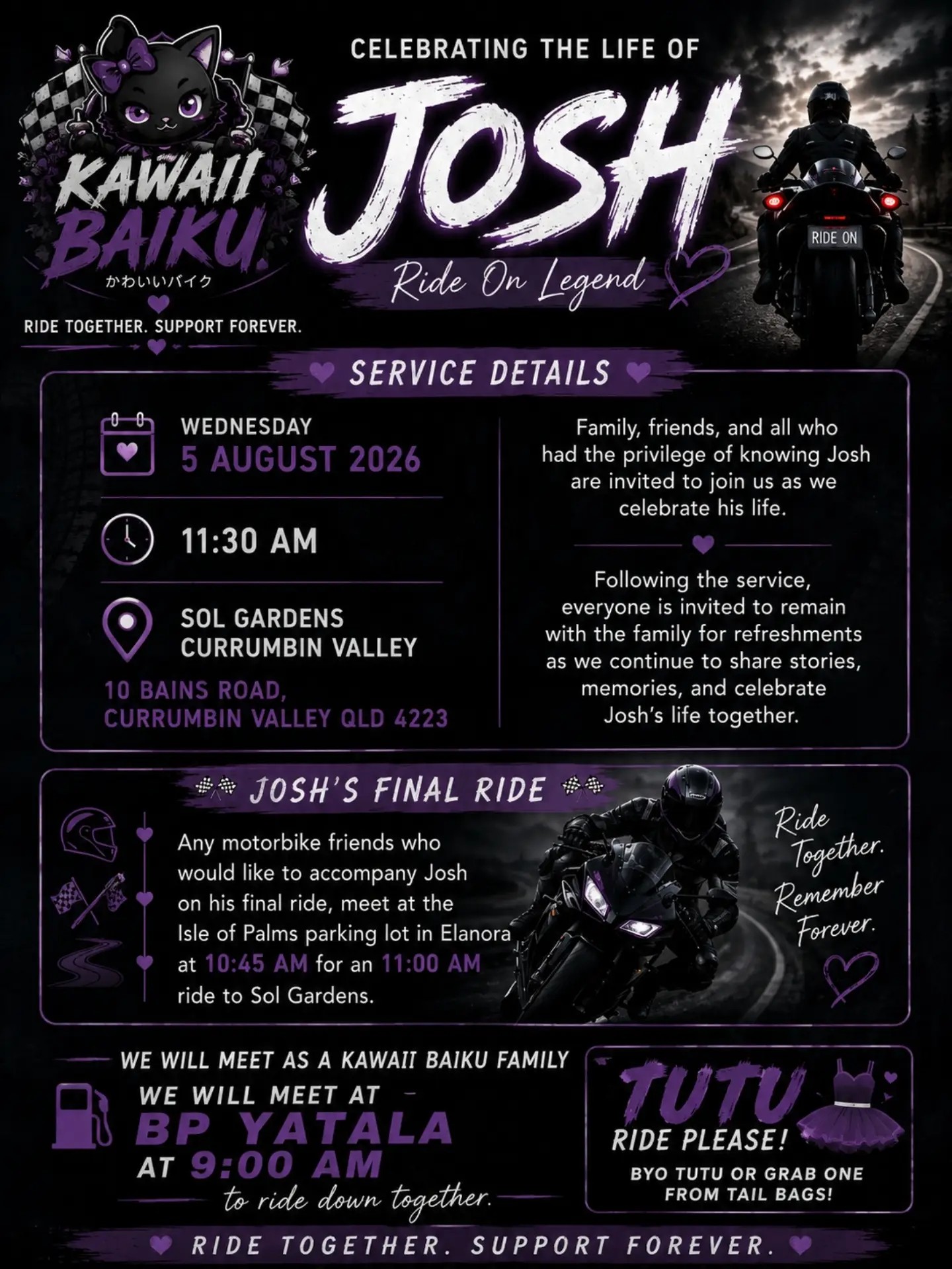 Celebrating the Life of Josh - Josh's Final Ride — JDM car meet in Gold Coast, QLD on Wednesday 5 August 2026