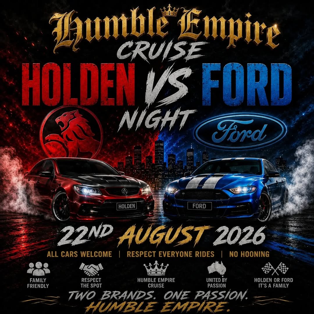 Humble Empire Cruise: Holden vs Ford Night — Muscle car meet in Perth, WA on Saturday 22 August 2026