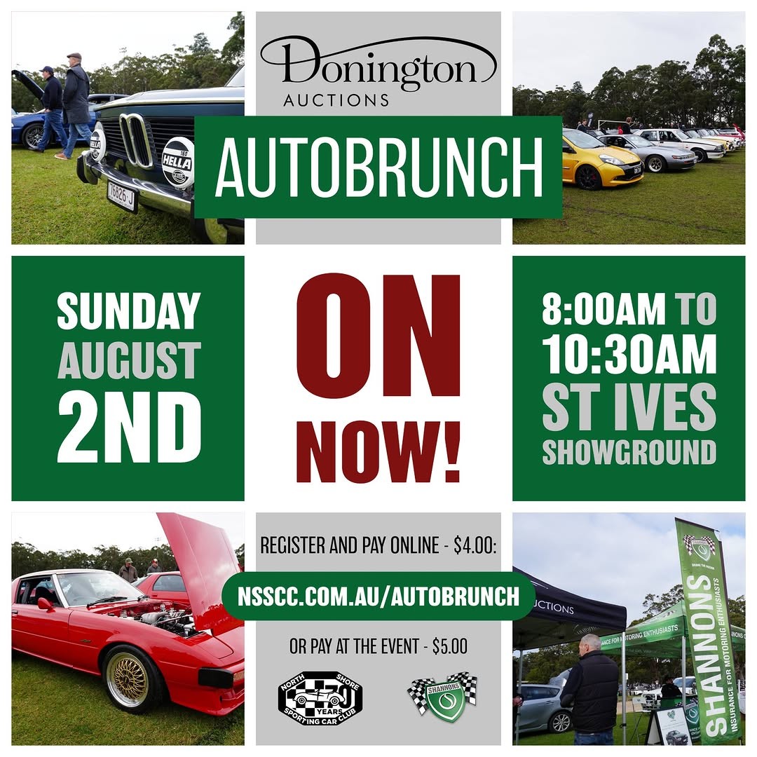 Donington Auctions AutoBrunch — Classic/Euro car meet in Sydney, NSW on Sunday 2 August 2026