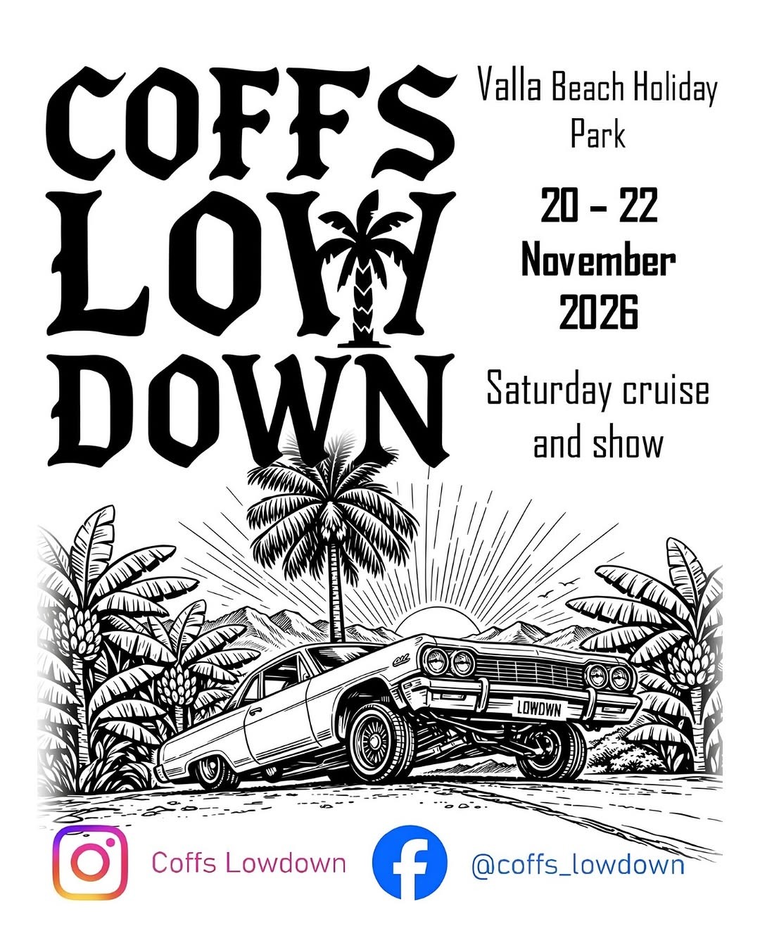 Coffs Lowdown — Classic/Stance car meet in Coffs Harbour, NSW on Friday 20 November 2026