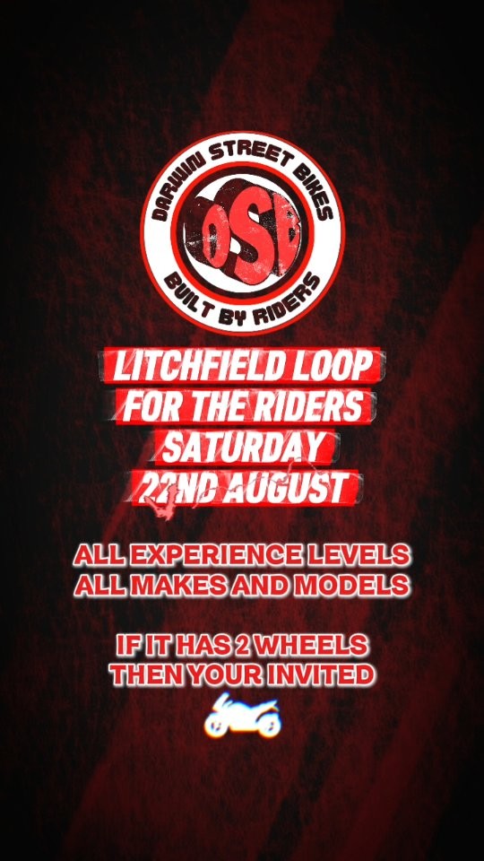 Litchfield Loop For The Riders — car meet in Darwin, NT on Saturday 22 August 2026