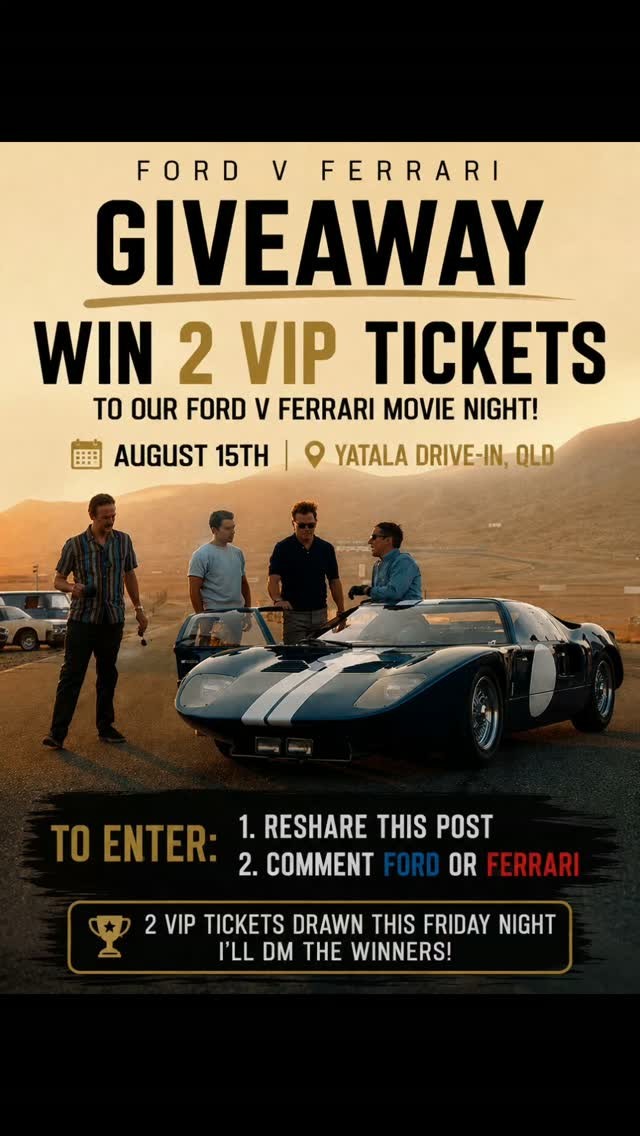Ford v Ferrari Movie Night — Muscle/Exotic car meet in Gold Coast, QLD on Saturday 15 August 2026