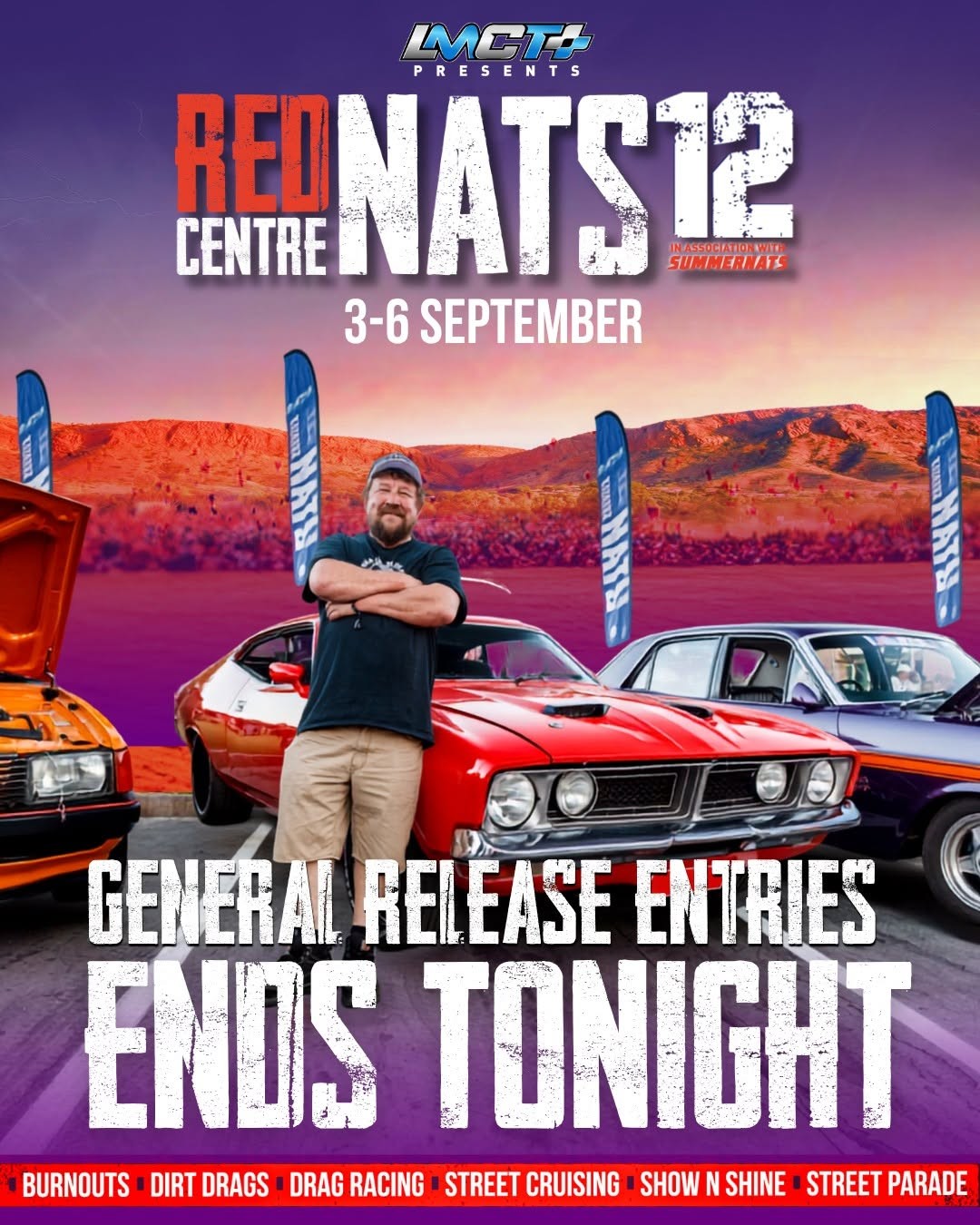 Red CentreNATS 12 — Muscle spectator event in Darwin, NT on Thursday 3 September 2026