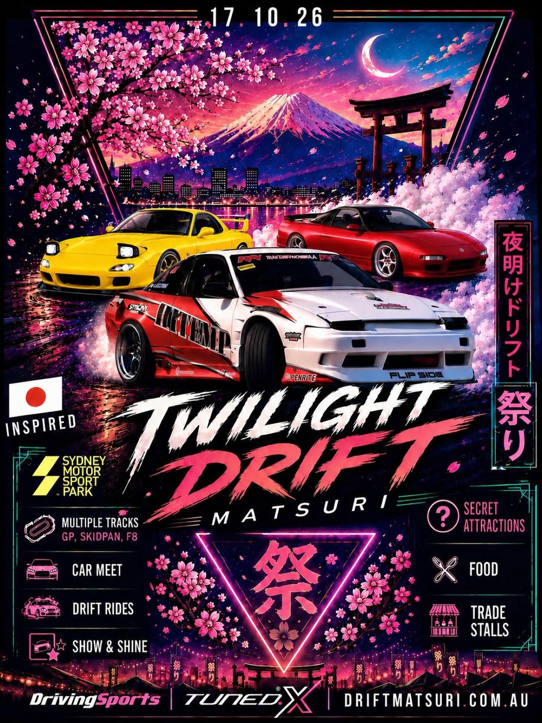 Twilight Drift Matsuri — JDM/Stance spectator event in Sydney, NSW on Saturday 17 October 2026