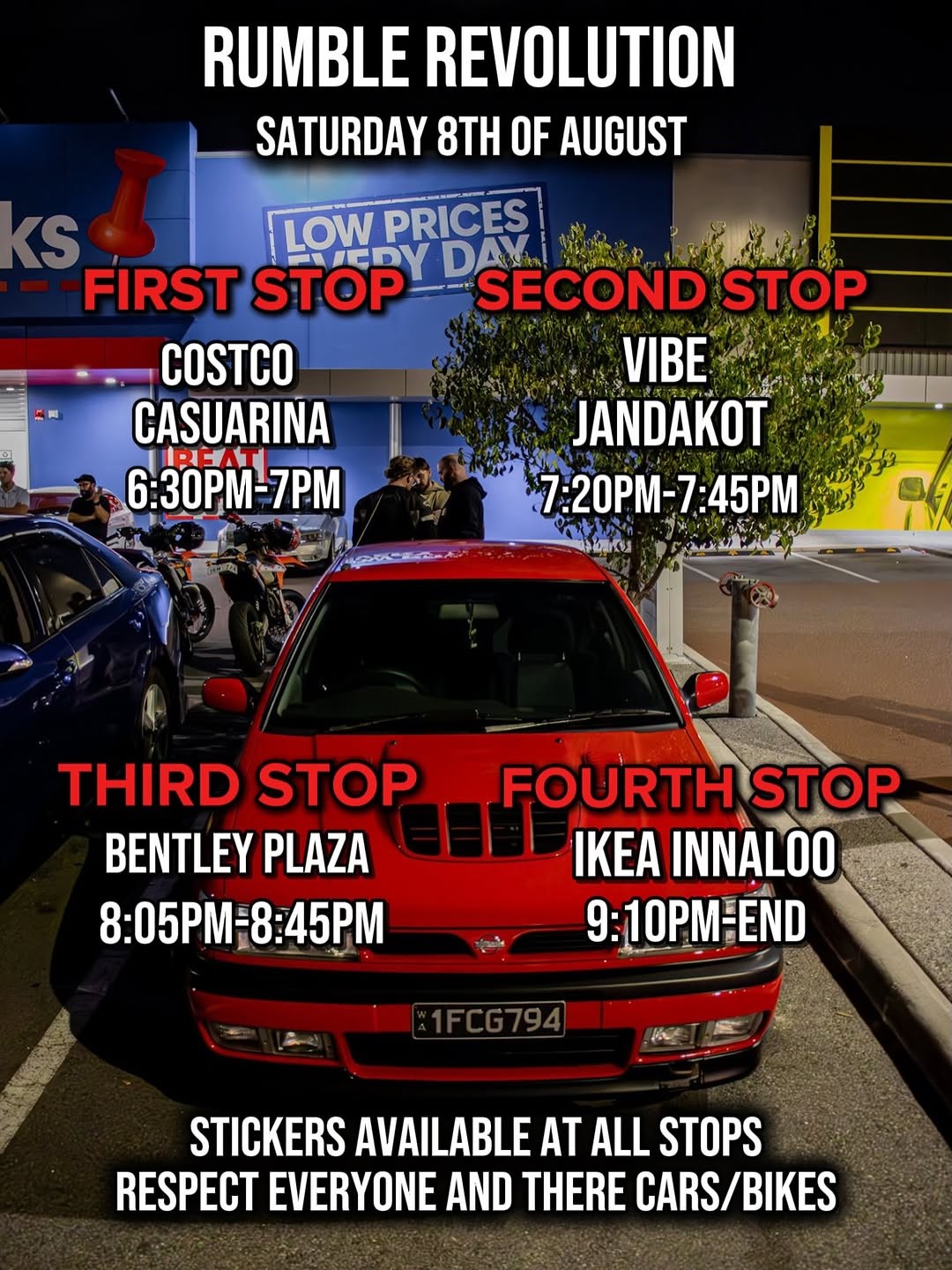 Rumble Revolution — JDM car meet in Perth, WA on Saturday 8 August 2026