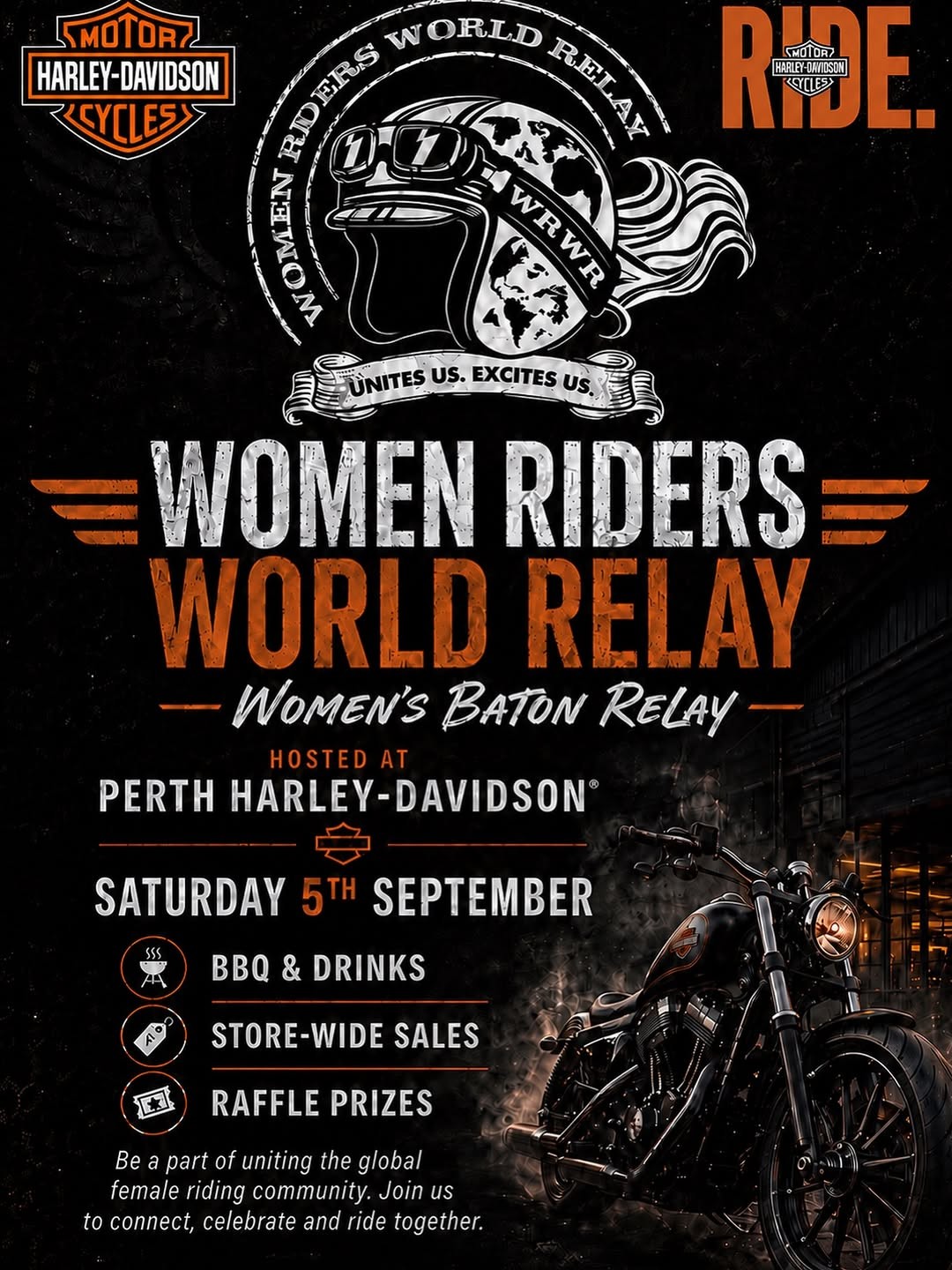 Women Riders World Relay — car meet in Perth, WA on Saturday 5 September 2026