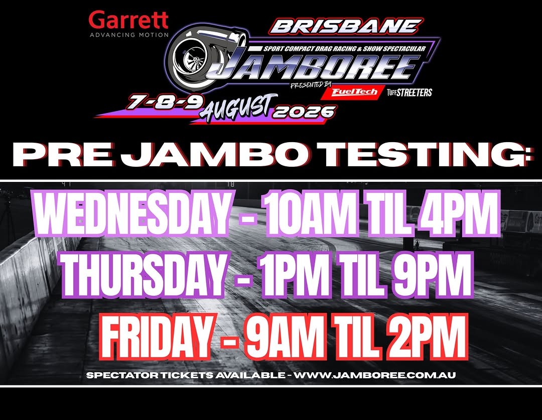 Pre Jambo Testing — JDM track day in Brisbane, QLD on Wednesday 5 August 2026