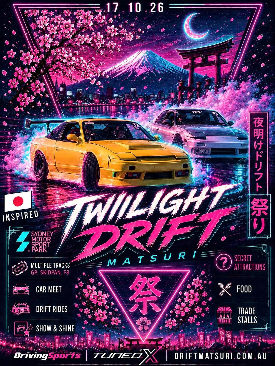 Twilight Drift Matsuri — JDM/Stance spectator event in Sydney, NSW on Saturday 17 October 2026