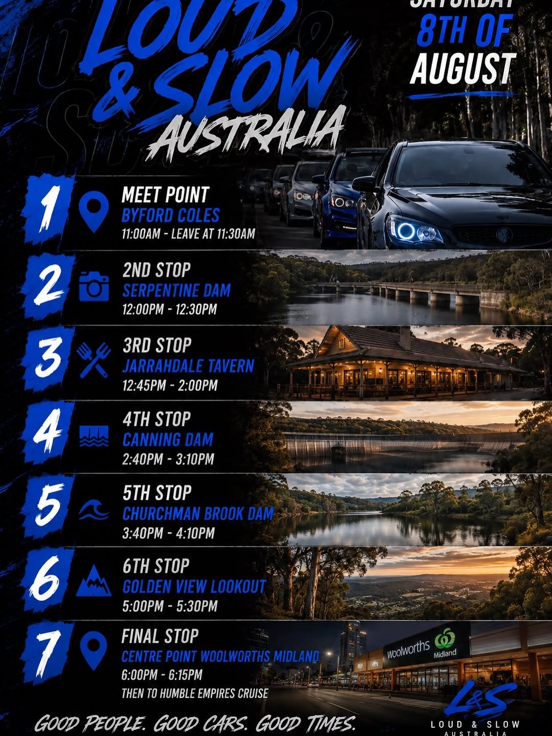 Loud & Slow Australia Cruise — Stance car meet in Perth, WA on Saturday 8 August 2026
