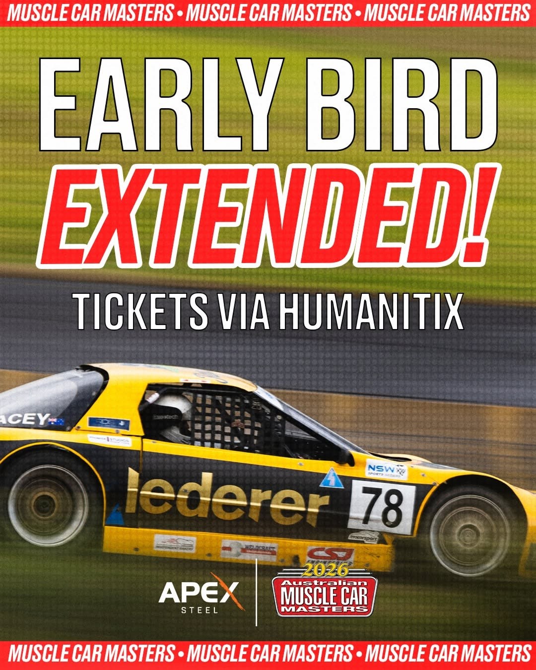 Australian Muscle Car Masters — Muscle/Classic spectator event in Sydney, NSW on Saturday 29 August 2026