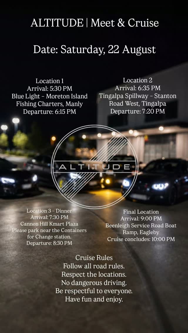 ALTITUDE | Meet & Cruise — 4x4 car meet in Brisbane, QLD on Saturday 22 August 2026