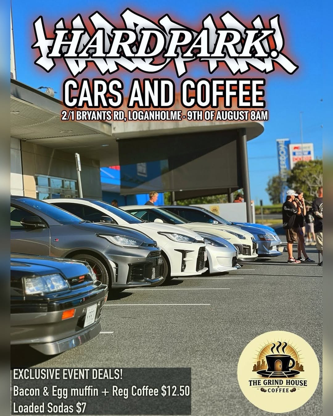 Hardpark! Cars and Coffee — JDM/Stance car meet in Brisbane, QLD on Sunday 9 August 2026