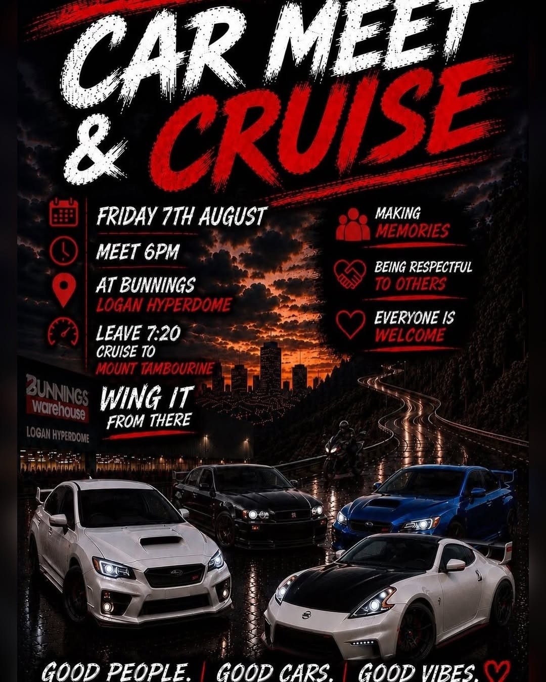 Car Meet & Cruise — Stance car meet in Brisbane, QLD on Friday 7 August 2026