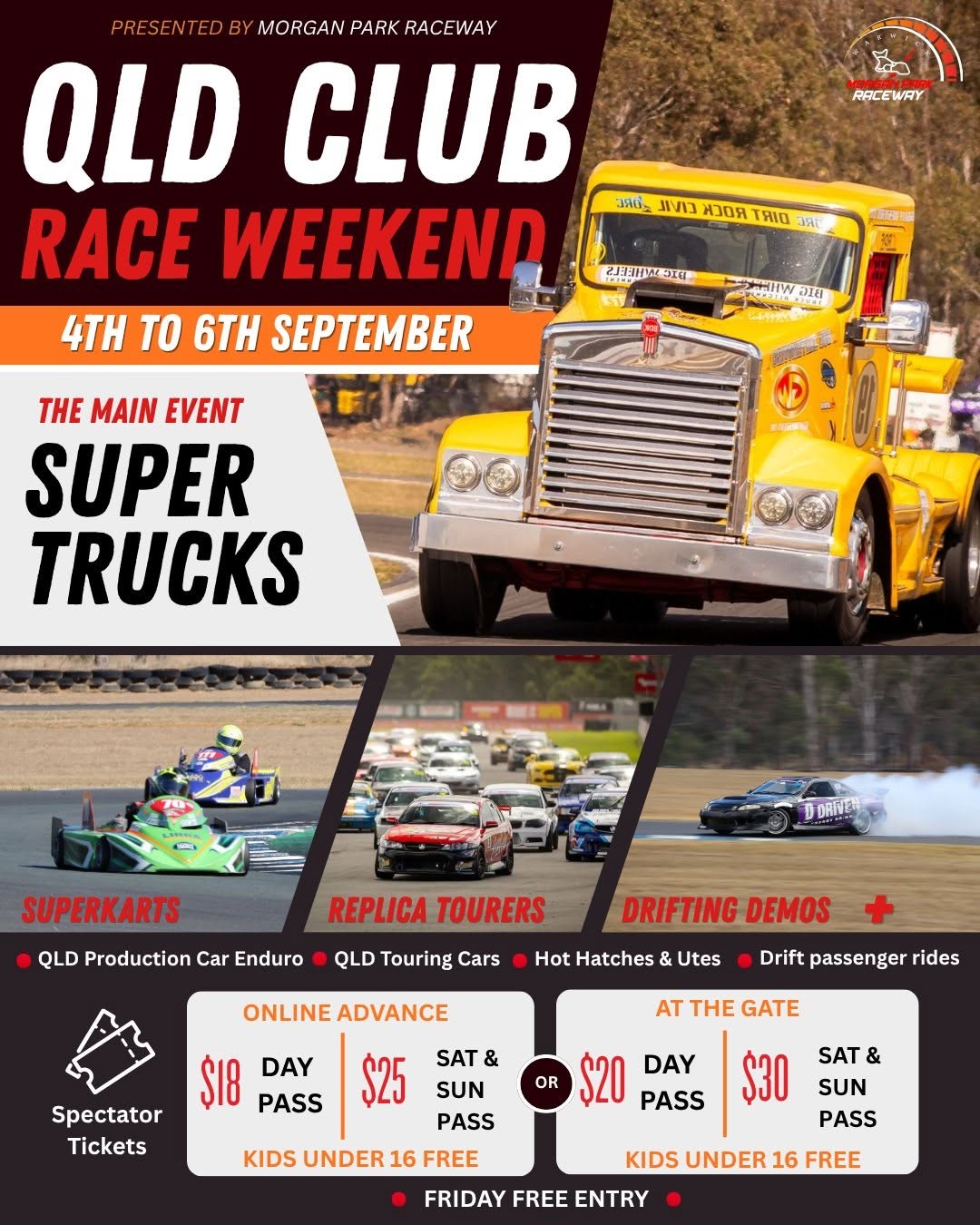 QLD Club Race Weekend — Muscle/JDM spectator event in Brisbane, QLD on Friday 4 September 2026