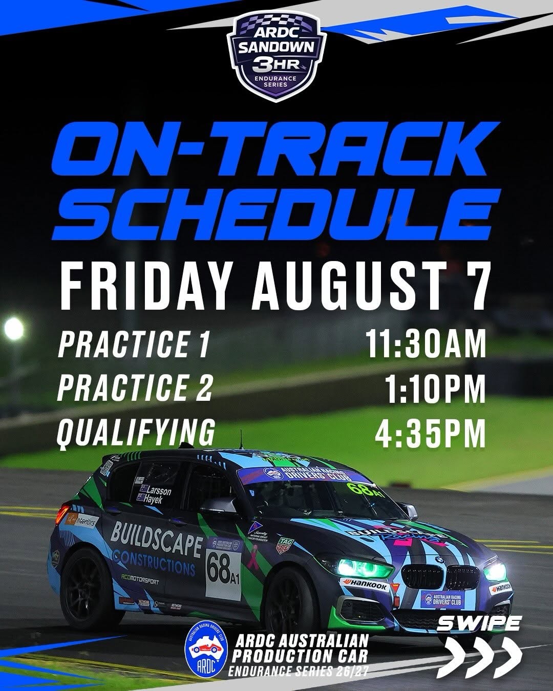 ARDC Sandown 3 Hour — Euro/Muscle spectator event in Melbourne, VIC on Friday 7 August 2026