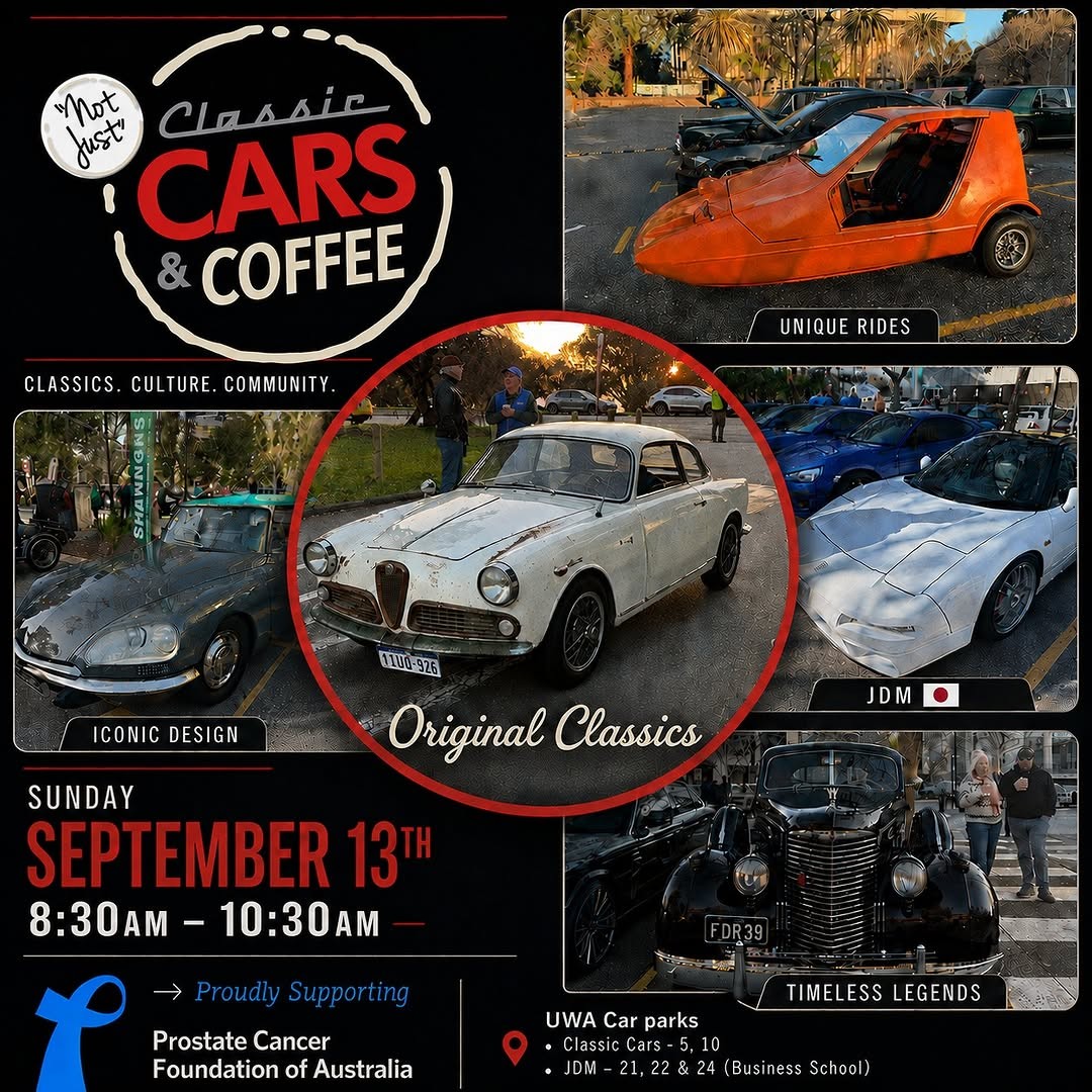Classic Cars and Coffee — Classic/Euro car meet in Perth, WA on Sunday 13 September 2026