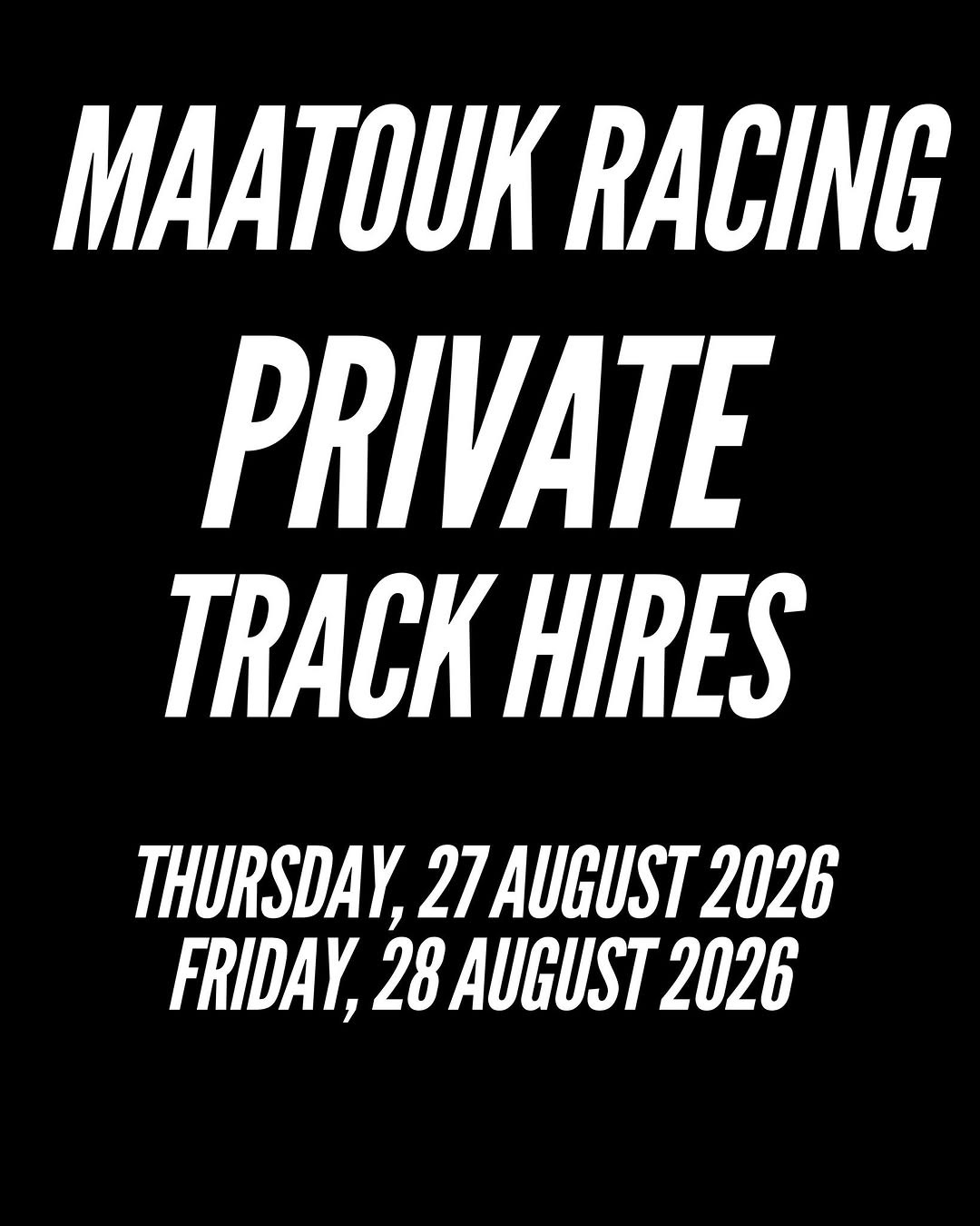 Maatouk Racing Private Track Hires — JDM/Muscle track day in Sydney, NSW on Thursday 27 August 2026