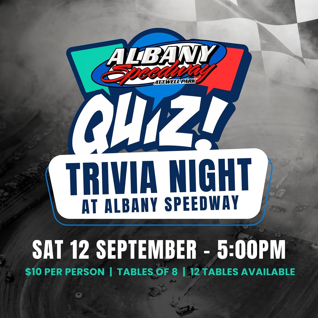 Albany Speedway Quiz! Trivia Night — Muscle car meet in Perth, WA on Saturday 12 September 2026