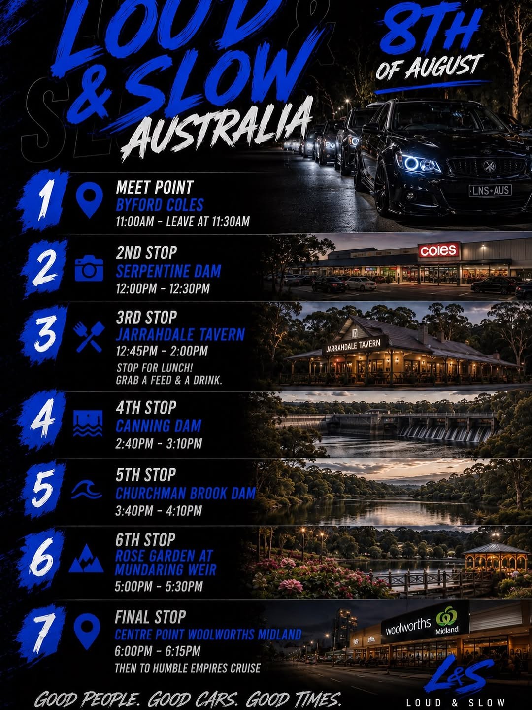 Loud & Slow Australia Cruise — Stance car meet in Perth, WA on Saturday 8 August 2026
