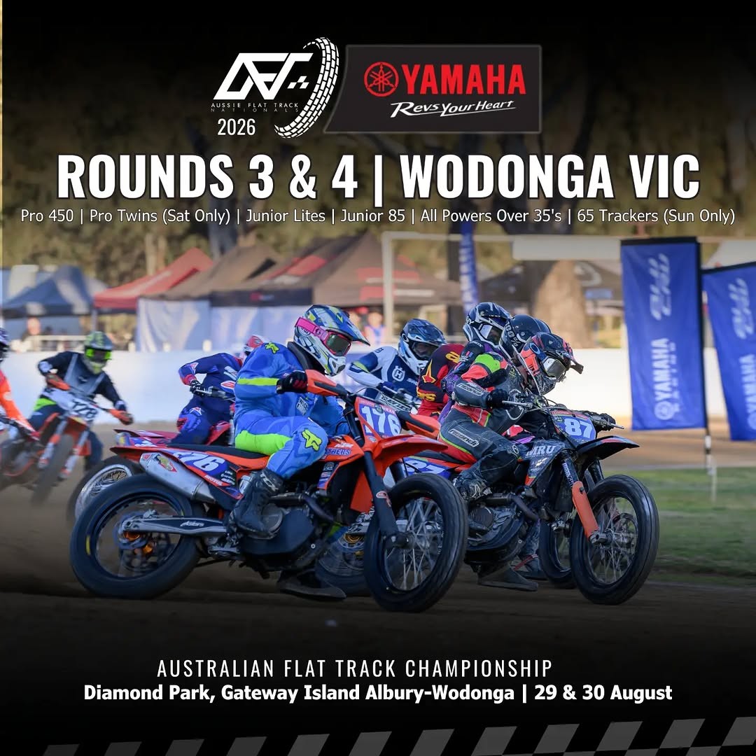 Aussie Flat Track Nationals Rounds 3 & 4 — spectator event in Albury, VIC on Saturday 29 August 2026