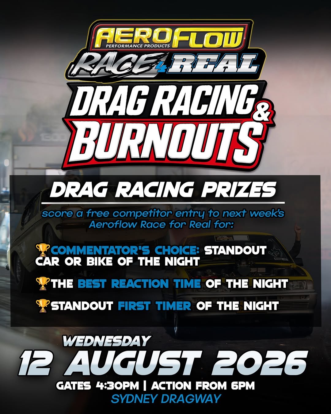 Aeroflow Race 4 Real — Muscle track day in Sydney, NSW on Wednesday 12 August 2026