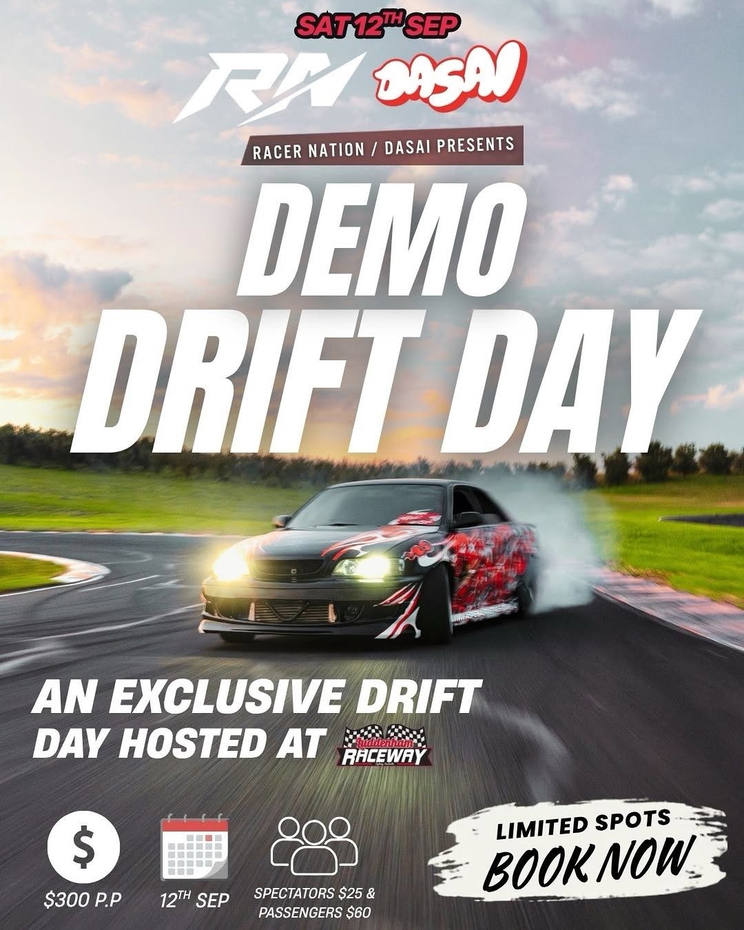 Demo Drift Day — JDM track day in Sydney, NSW on Saturday 12 September 2026