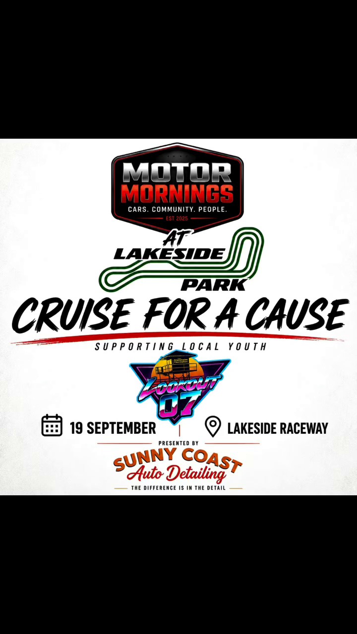 Motor Mornings x Lakeside — Muscle car meet in Brisbane, QLD on Saturday 19 September 2026