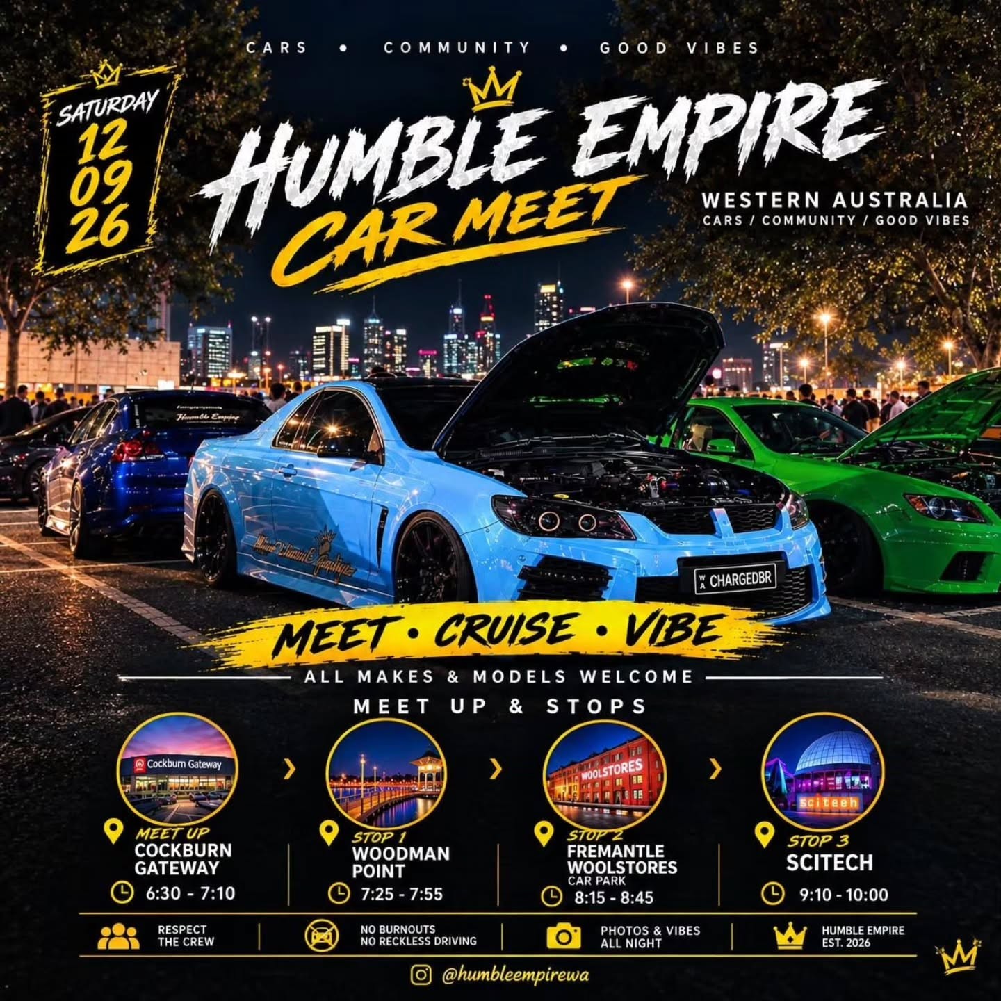 Humble Empire Car Meet — car meet in Perth, WA on Saturday 12 September 2026