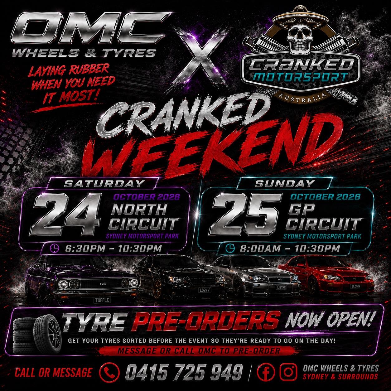 Cranked Weekend — JDM/Muscle spectator event in Sydney, NSW on Saturday 24 October 2026